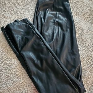 Black Pleather Stretch Leggings
